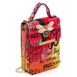 Queen Bee Stripe Graffiti Mini Crossbody Bag (3 Colors)