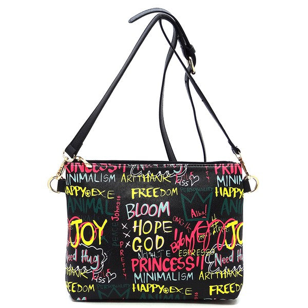 Multi Graffiti 2-in-1 Bucket Shoulder Bag Hobo Set