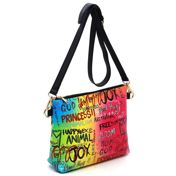 Multi Graffiti 2-in-1 Bucket Shoulder Bag Hobo Set