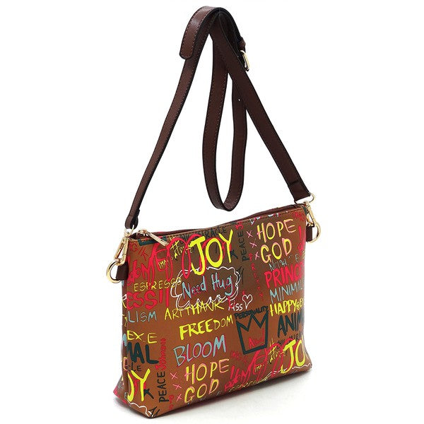 Multi Graffiti 2-in-1 Bucket Shoulder Bag Hobo Set