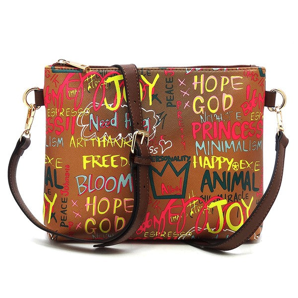 Multi Graffiti 2-in-1 Bucket Shoulder Bag Hobo Set