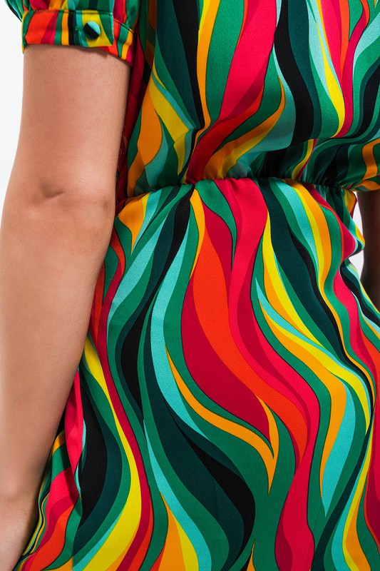 MINI WRAP SHIRT DRESS IN GREEN SWIRL PRINT