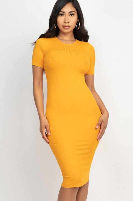 Ribbed Bodycon Midi Dress- 8 Colors