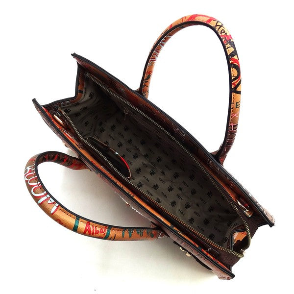 Multi Graffiti Queen Bee Stripe 2-in-1 Satchel