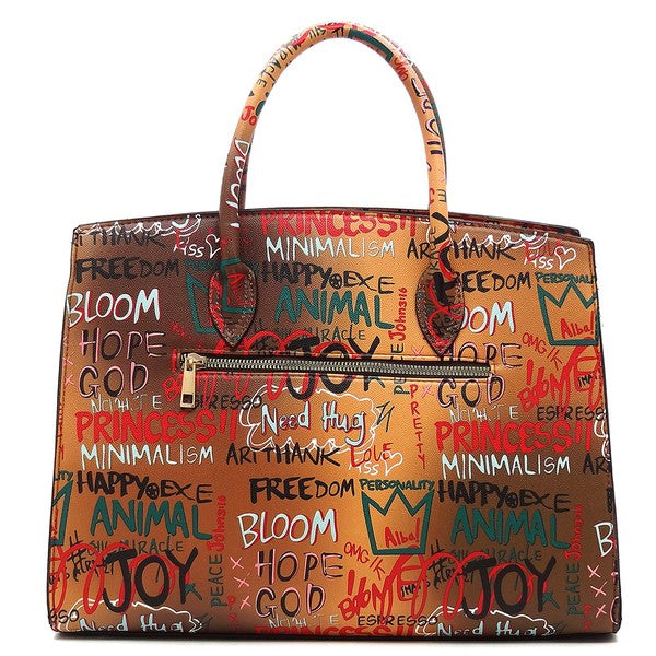 Multi Graffiti Queen Bee Stripe 2-in-1 Satchel