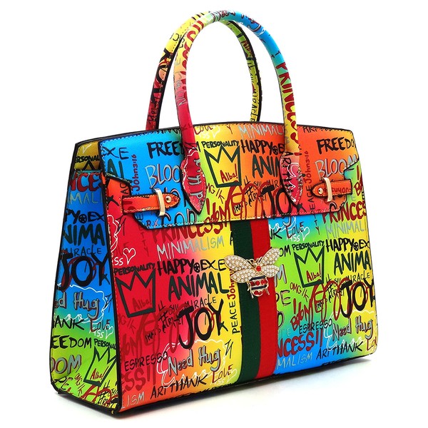 Multi Graffiti Queen Bee Stripe 2-in-1 Satchel