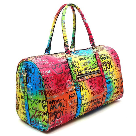 Multi Graffiti Print Duffle bag