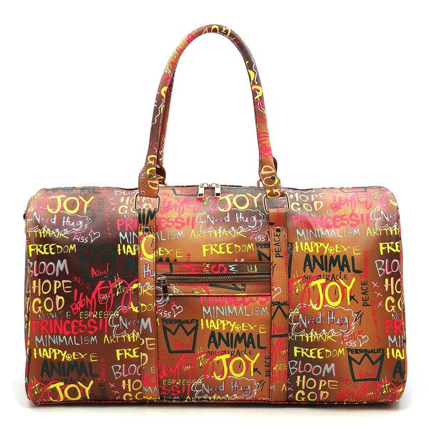 Multi Graffiti Print Duffle bag