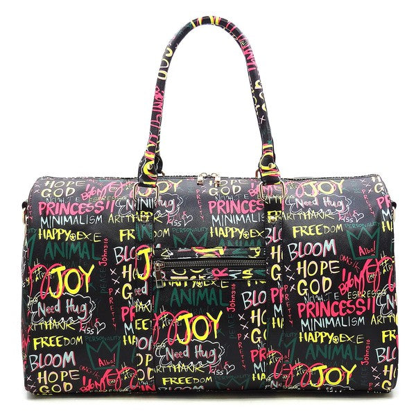 Multi Graffiti Print Duffle bag