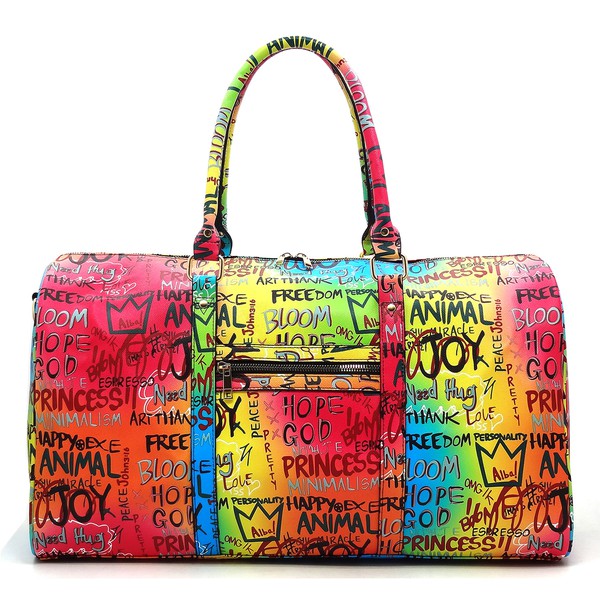 Multi Graffiti Print Duffle bag
