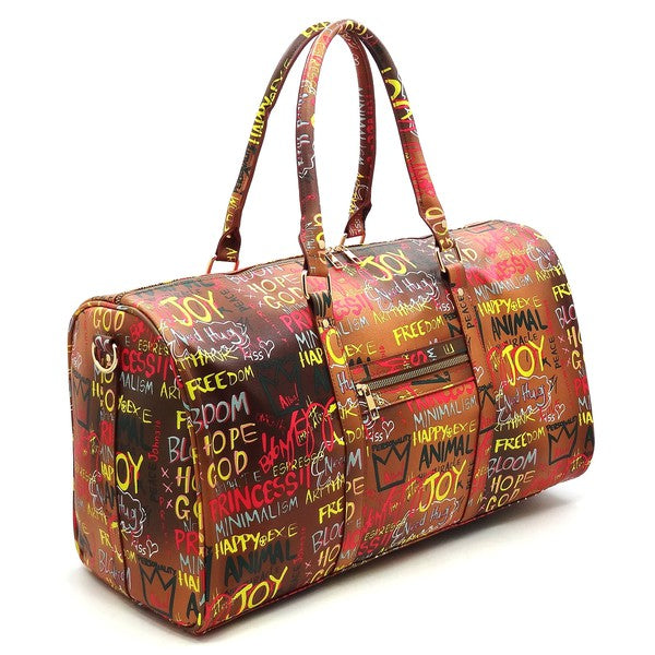 Multi Graffiti Print Duffle bag