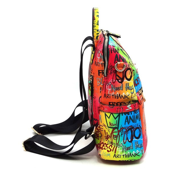 Graffiti Queen Bee Striped Convertible Backpack