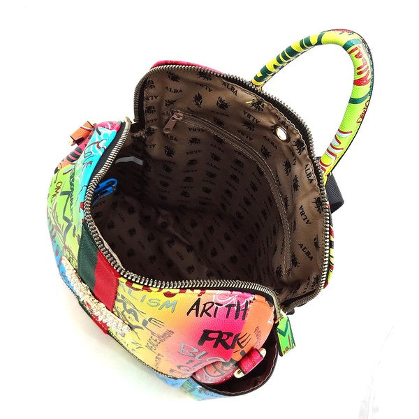 Graffiti Queen Bee Striped Convertible Backpack