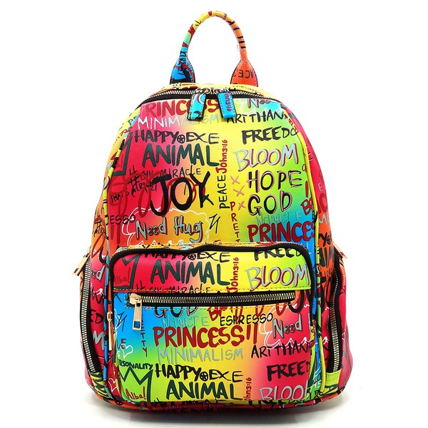 Multi Graffiti Print Backpack