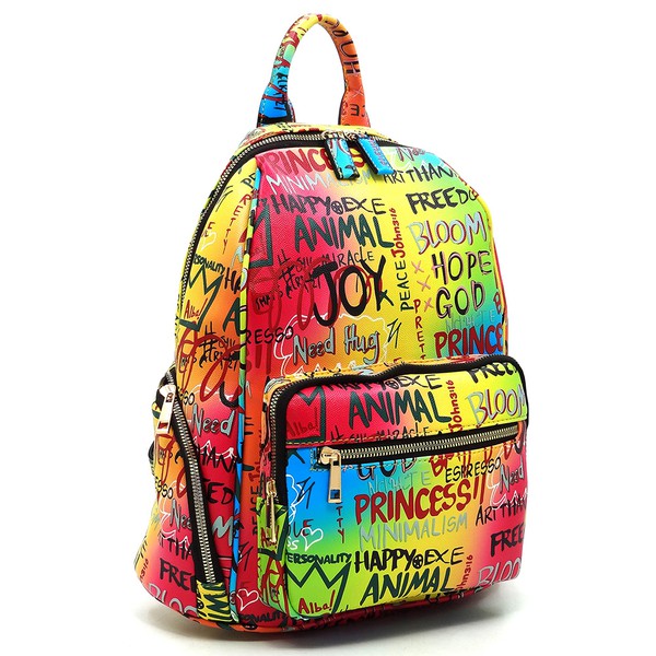 Multi Graffiti Print Backpack