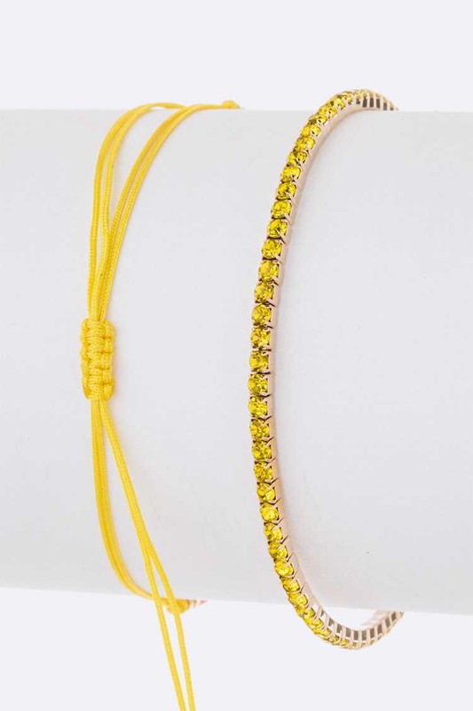 Star Charm String Rhinestone Bracelet Set-5 Colors