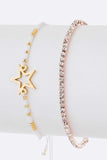 Star Charm String Rhinestone Bracelet Set-5 Colors