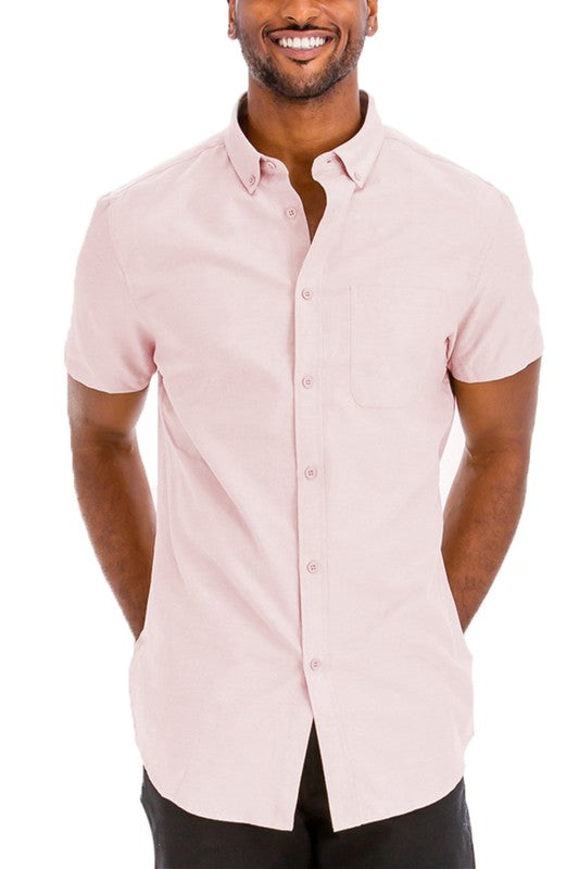 Weiv Men's Casual Short Sleeve Solid Shirts-11 Colors