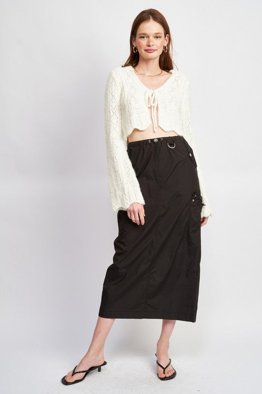 ROSE FLARED SLEEVE CROCHET CROP TOP/CARDIGAN