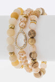 Semi Precious Mix Beads Stretch Bracelet Set- 3 Colors