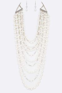 Million Layered Pearl Strands Necklace Set