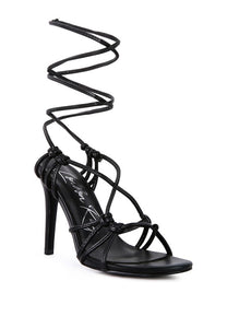 TRIXY KNOT LACE UP HIGH HEELED SANDAL-2 COLORS