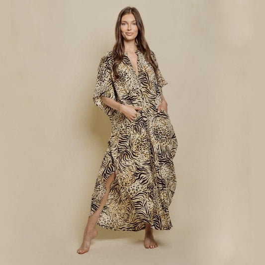 ClaudiaG Apparel Wide Dress -Animal Print