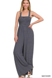 Smocked Top Striped Jumpsuit-5 Colors