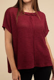 Dolman Short Sleeve Jacquard Sweater Top- 3 Colors