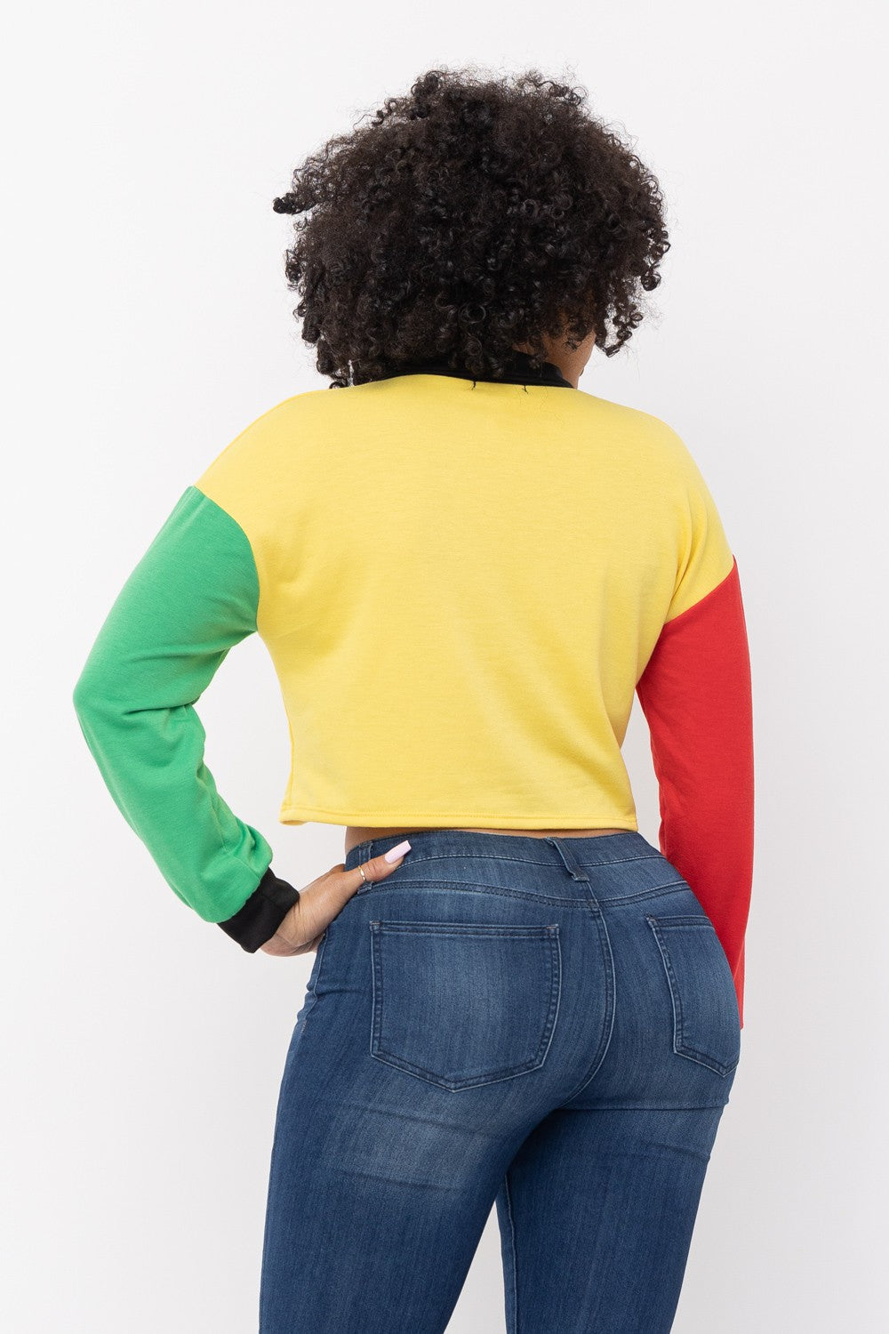 Rasta Reggae Long Sleeve Cropped Top