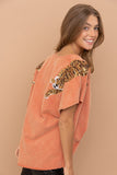 Tiger Sequin Patch T Shirt-3 Colors