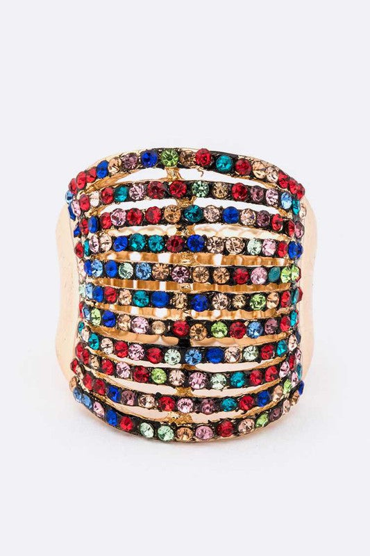 Layered Crystals Stretch Ring-9 Colors