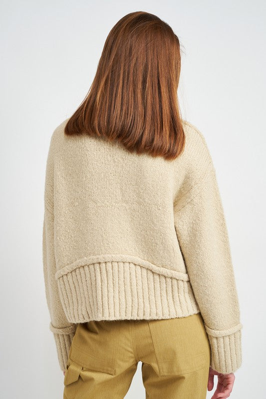 TURTLE NECK BODY SWEATER-2 COLORS