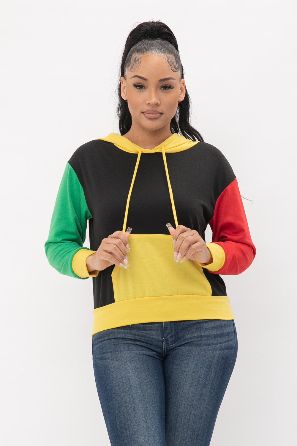 Rasta Reggae Long Sleeve Drawstring Hoodie Jacket
