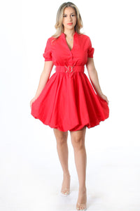 Red Fit & Flare Belted Mini Dress