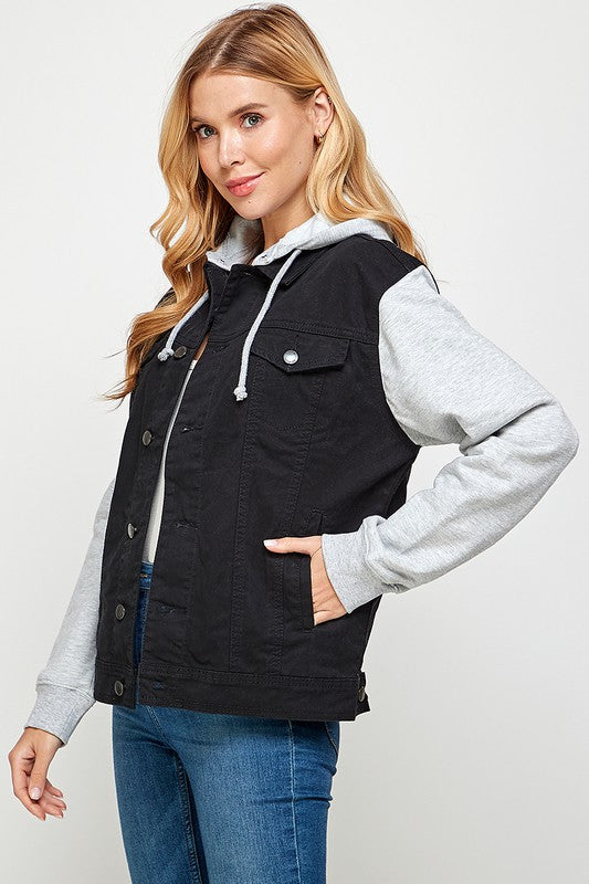 Women's Denim Jacket with Fleece Hoodies