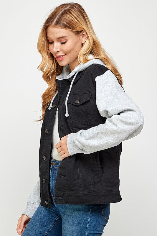Women's Denim Jacket with Fleece Hoodies