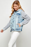 Women's Denim  Jacket with Fleece Hoodies- 4 Colors