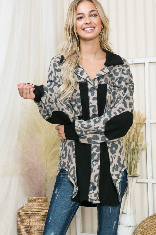 Oversized Elbow Patch Shirt Jacket- 3 Colors