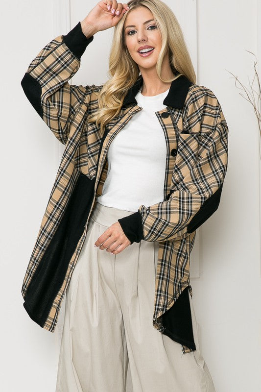 Oversized Elbow Patch Shirt Jacket- 3 Colors
