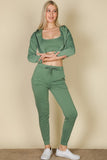 Cropped Cami with Zip-up Jacket and Joggers Set- 8 Colors