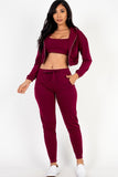 Cropped Cami with Zip-up Jacket and Joggers Set- 8 Colors