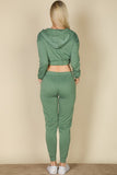 Cropped Cami with Zip-up Jacket and Joggers Set-6 Colors