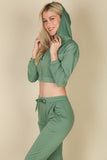 Cropped Cami with Zip-up Jacket and Joggers Set- 8 Colors