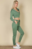 Cropped Cami with Zip-up Jacket and Joggers Set- 8 Colors