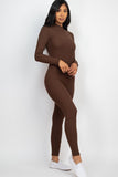 Ribbed Mock Neck Long Sleeve Casual Jumpsuit- 6 Colors