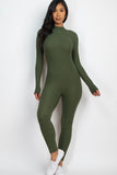 Ribbed Mock Neck Long Sleeve Casual Jumpsuit- 6 Colors