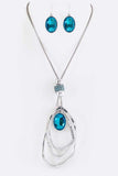 Crystal Drop & Hoops Necklace Set