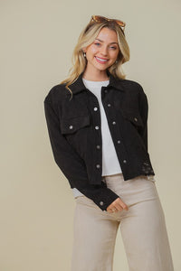 Zoey Distressed Corduroy Jacket-2 Colors