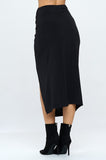 Renee C Made in USA Midi Skirt with Front Knot and Slit